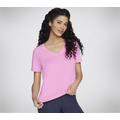 Skechers Women's GO DRI Serene V-Neck Top in Hot Pink/White, Size Large | Polyester/Spandex