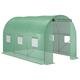 Outsunny 3.5 x 2m Walk-In Polytunnel Greenhouse with Steel Frame PE Cover Roll-Up Door and 6 Windows - Green, Green