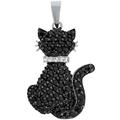 Ketten-Anhänger FIRETTI "Schmuck Geschenk Silber 925 Halsschmuck Anhänger Katze" Schmuckanhänger Gr. Silber 925 (Sterlingsilber), 2,9 g, schwarz (silberfarben, schwarz, silber, 925, weiß) Damen Anhänger