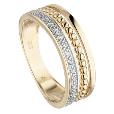 Fingerring JOBO "Ring mit 17 Zirkonia" Gr. 58, gold (gelbgold 333, weiß), Fingerringe, Damen, 58, Gelbgold 333, 333 Gold