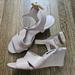 Nine West Shoes | Nine West Vahan Beige Nude Leather Wedge Heel Sandals Strappy Size 8 | Color: Cream | Size: 8