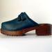 J. Crew Shoes | J. Crew Vintage Navy Leather Wooden Tassel Clogs Size 7 | Color: Blue/Brown | Size: 7