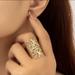 Anthropologie Jewelry | New 18k Gold Filigree Ornate Bohemian Ring Open Adjustable Size | Color: Gold | Size: Os