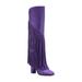 Jessica Simpson Shoes | Jessica Simpson Womens Purple Fringed Asire Round Toe Heeled Boots 9 M | Color: Purple | Size: 9