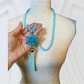 Kate Spade Jewelry | Kate Spade Turquoise Lovely Lillies Glass Beaded Beads Tassel Necklace | Color: Blue/Gold | Size: Os