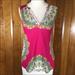 Anthropologie Tops | Anthropologie Top Meadow Rue Hot Pink Floral Ptint Sleeveless Size Xs | Color: Green/Pink | Size: Xs