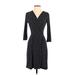 Hail3y V-Neck 3/4 sleeves:23 Casual Dress - Wrap V-Neck 3/4 sleeves: Black Dresses - Women's Size Small