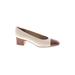 Etienne Aigner Flats: Pumps Chunky Heel Work Ivory Shoes - Women's Size 5 1/2 - Almond Toe