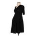 Hello Miz Casual Dress - Party V-Neck Short sleeves: Black Solid Dresses - Women's Size Small Maternity
