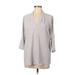 Calvin Klein Long Sleeve Blouse: Gray Solid Tops - Women's Size Medium