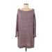 Umgee Casual Dress - Sweater Dress: Purple Marled Dresses - Women's Size Medium