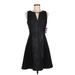 Vince Camuto Casual Dress - A-Line: Black Damask Dresses - New - Women's Size 6