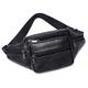 Men's Waist Pack Leather Bag Waist Belt Bag Male Leather Fanny Pack Fashion Small Shoulder Bags for Men (Color : Black, Size : 15cmx12cmx31cm)