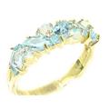 LetsBuyGold Unusual Solid 9ct Gold Ring, Natural Fiery Opal & Aquamarine Eternity Ring - Size T