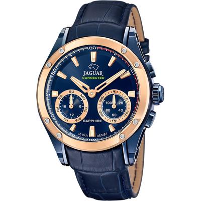 Chronograph JAGUAR "Connected, J960/1" Armbanduhren blau Herren Armbanduhr, Quarzuhr, Herrenuhr, Saphirglas, Stoppfunktion