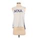 SoulCycle Active Tank Top: White Graphic Activewear - Women's Size Small