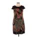 Sandra Darren Casual Dress - Shift Scoop Neck Short sleeves: Brown Print Dresses - Women's Size 10