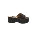 Fendi Sandals: Slide Wedge Bohemian Black Shoes - Women's Size 35 - Open Toe