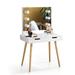 31.4'' White Wooden Vanity Table with LED Light and USB Port