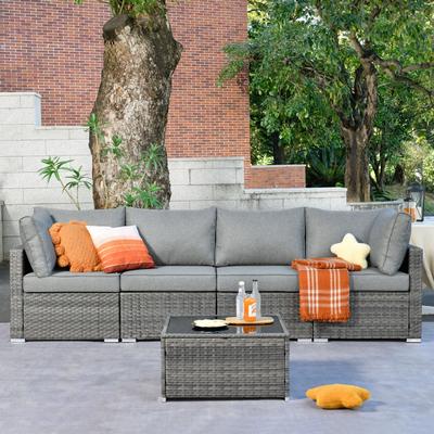 OVIOS Deep Seat Wicker 5-piece Sectional Set
