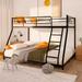 Twin over Full Size Metal Bunk Bed, Patented Clamping Slot, Diamond-shaped Ladder, Safe & Stylish Kids' Room Solution