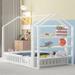 Full Size Wood House Bed with Fence and Detachable Storage Shelves - Natural, Sturdy Pine Wood Construction