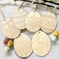 Pendentif d'emoufs de Pâques en Bois Tranches de Bois Multi-Types Ornements pour la Maison