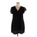 Shein Casual Dress - Mini V-Neck Short sleeves: Black Print Dresses - Women's Size 2X