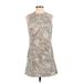 Open Edit Casual Dress - Shift: Tan Graphic Dresses - Women's Size Small