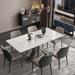 Orren Ellis Emoke 6 - Person Dining Set Wood/Upholstered/Metal in Brown/Gray/White | 29.52 H x 31.49 W x 55.11 D in | Wayfair