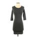 Tom's Ware Casual Dress - Bodycon Scoop Neck 3/4 sleeves: Gray Marled Dresses - Women's Size X-Small