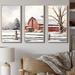 August Grove® Calm Red Barn In Winter II - Farmhouse Canvas Wall Art Set Metal | 32 H x 48 W x 1 D in | Wayfair 7EB637BAA34744E89713329F0F65F706