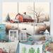 August Grove® Calm Red Barn In Winter V - Farmhouse Canvas Wall Art Set Canvas in White | 28 H x 36 W x 1 D in | Wayfair