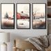 August Grove® Calm Red Barn In Winter V - Farmhouse Canvas Wall Art Set Canvas in White | 28 H x 36 W x 1 D in | Wayfair