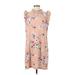 Emma & Michele Casual Dress - Mini Mock Sleeveless: Tan Floral Dresses - Women's Size Large