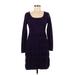 AB Studio Casual Dress - Sweater Dress Scoop Neck Long sleeves: Purple Solid Dresses - Women's Size Medium
