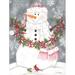 The Holiday Aisle® Snowman w/ Berry Garland On Canvas by Lisa Kennedy Print Metal in Gray/Red/White | 48 H x 32 W x 1.25 D in | Wayfair