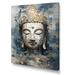 Bungalow Rose Religious Royal Buddhism Statue On Canvas Print Metal in Blue/Gray | 40 H x 30 W x 1.5 D in | Wayfair