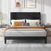 Latitude Run® Arelly Linen Platform Bed w/ Height Adjustable Headboard Upholstered/Linen in Black | 47 H x 79 W x 82 D in | Wayfair