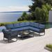 Red Barrel Studio® Ashey 6 Piece Sectional Seating Group w/ Cushions Synthetic Wicker/All - Weather Wicker/Metal/Wicker/Rattan in Black/Blue | Outdoor Furniture | Wayfair
