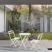 Ebern Designs Leneisha Round 2 - Person 23.62" L Outdoor Bistro Set Patio Bistro Foldable Round Table & Chairs, in White | Wayfair