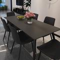 Corrigan Studio® Modern Simple Rectangulanr Sintered Stone Dining Table Sets Upholstered/Metal in Black | 29.5 H x 31.5 W x 55.1 D in | Wayfair