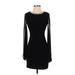 City Triangles Casual Dress - Bodycon Crew Neck Long sleeves: Black Print Dresses - Women's Size Small