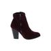 CATHERINE Catherine Malandrino Ankle Boots: Burgundy Solid Shoes - Women's Size 6 1/2 - Almond Toe