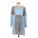 Sahalie Casual Dress - Mini: Blue Dresses - Women's Size Large