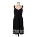 Ann Taylor LOFT Casual Dress - A-Line V Neck Sleeveless: Black Solid Dresses - Women's Size 12 Petite