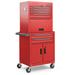 Costway 3-in-1 6-Drawer Rolling Tool Chest Storage Cabinet with Universal Wheels and Hooks-Red