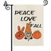 Peace Love Fall Garden Flag Pumpkin Gnome Outdoor Flags Banners 12.5x18 Inch Burlap Vertical Double Sided Design Outside Decoration Small Sign