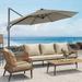 FLAME&SHADE 11FT Round Cantilever Umbrella For Your Outdoor Space â€“ 240g Solution-Dyed Fabric Aluminum Frame and Innovative 360Â° Rotation System Taupe