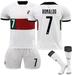 PhiFA Soccer Jerseys for Mens & Womens Portugal Number #7 Cristiano Ronaldo Printed Jersey Soccer Youth Practice Outfits Football Training Uniforms White Away XS